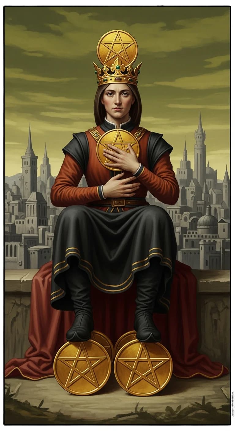 Four Pentacles tarot card - Abdel Fattah el-Sisi's journey card