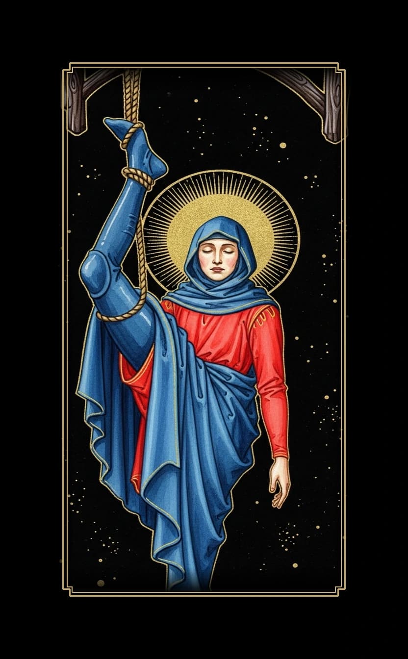 Hanged Man tarot card - Simone Biles's journey card