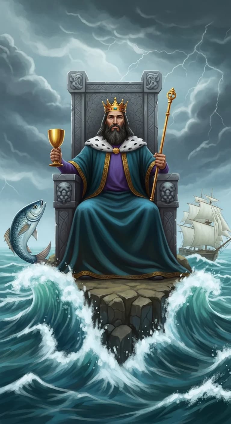 King Cups tarot card - Pedro Pascal's journey card