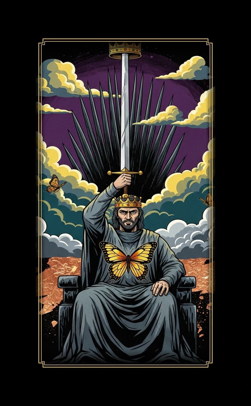 King Swords tarot card - Yuval Noah Harari's journey card