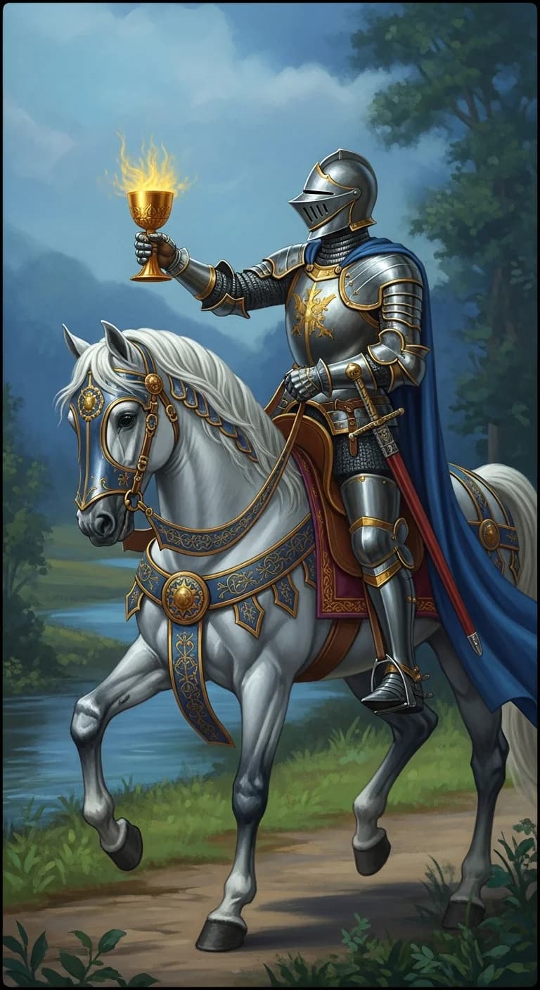 Knight Cups tarot card - Noah Beck's foundation card