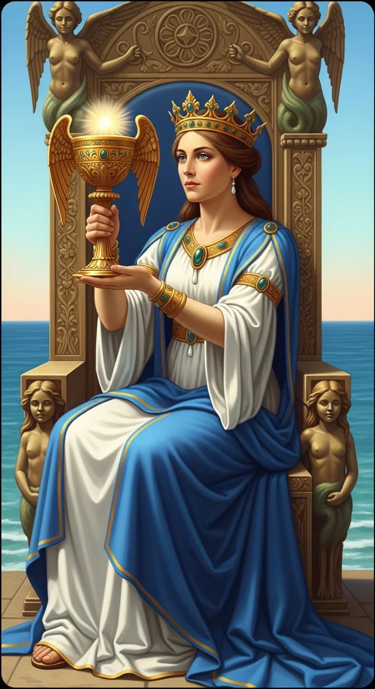 Queen Cups tarot card - Simone Ashley's journey card