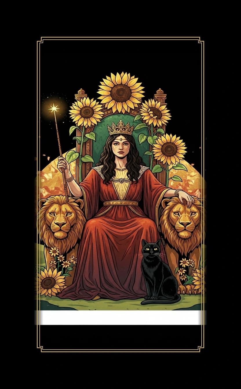 Queen Wands tarot card - Angel Reese's journey card