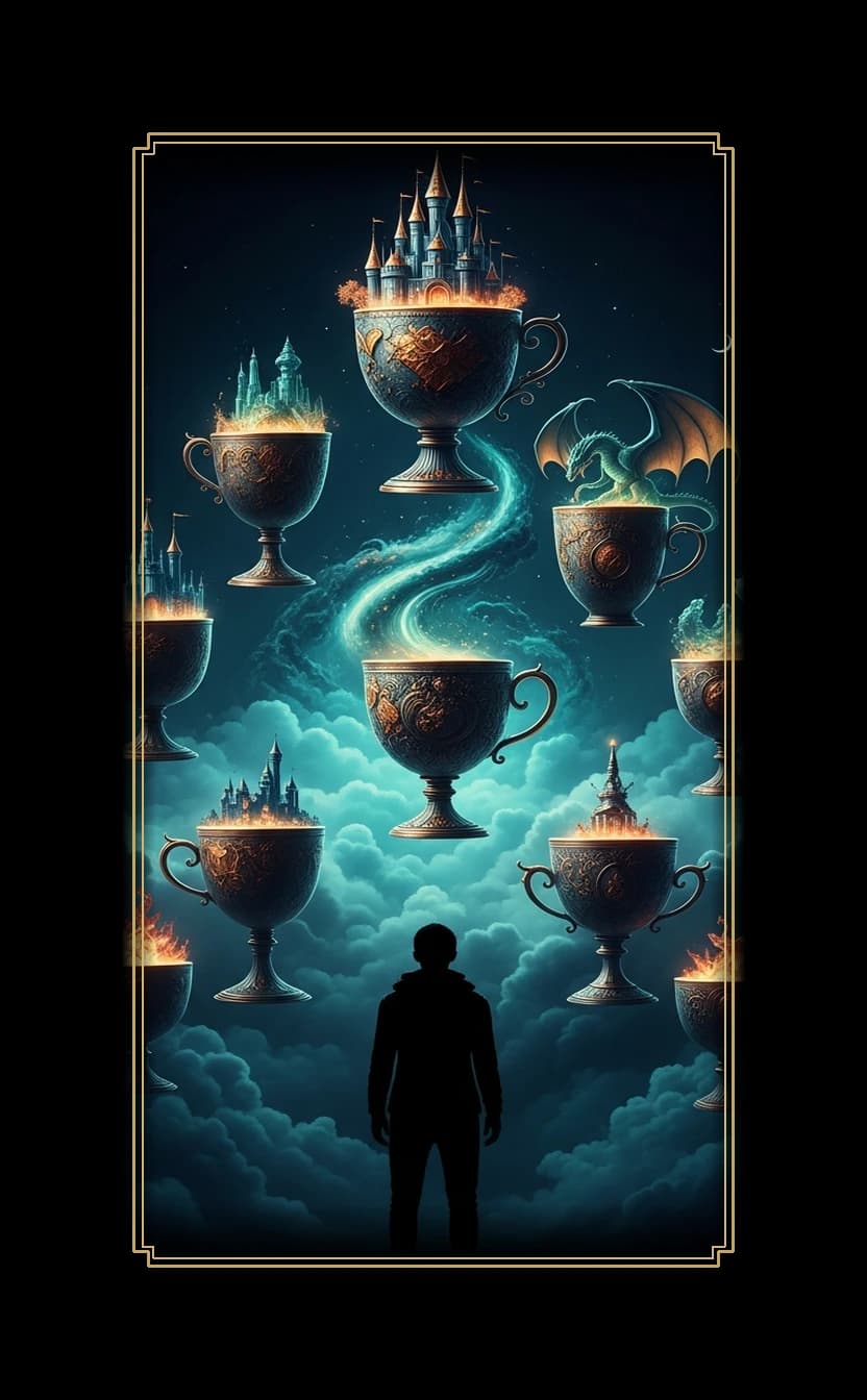Seven Cups tarot card - Safiya Nygaard's destiny card