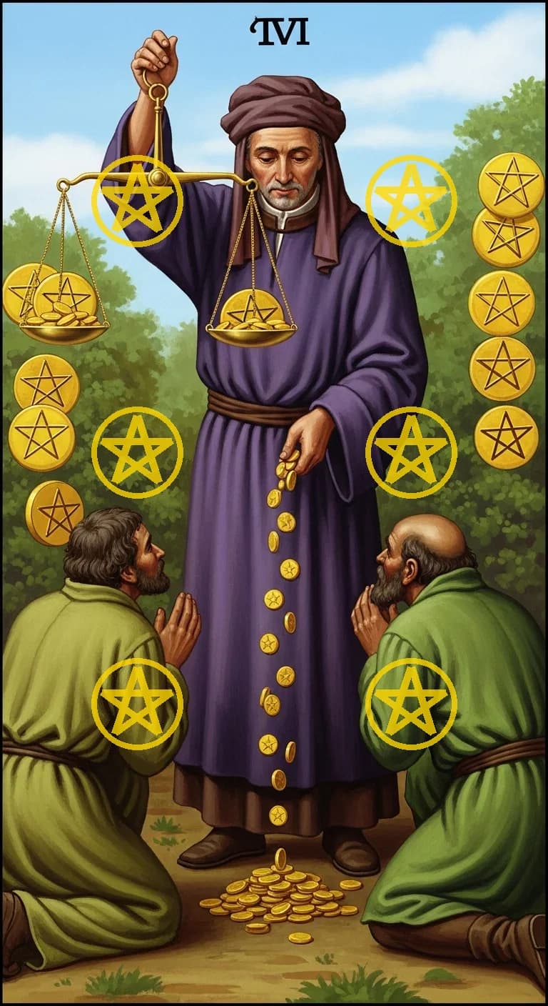 Six Pentacles tarot card - Bukayo Saka's destiny card
