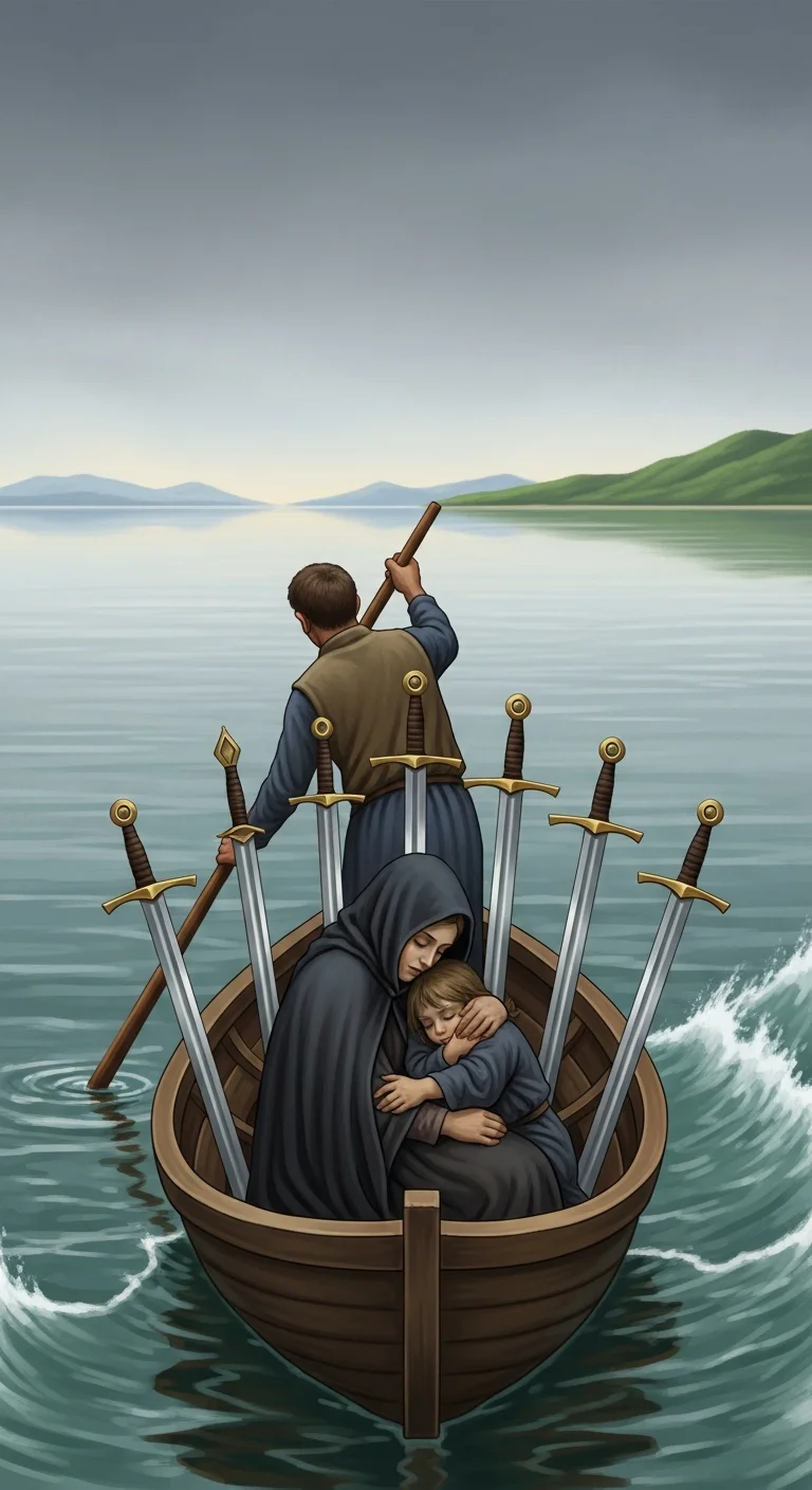 Six Swords tarot card - Saoirse Ronan's journey card