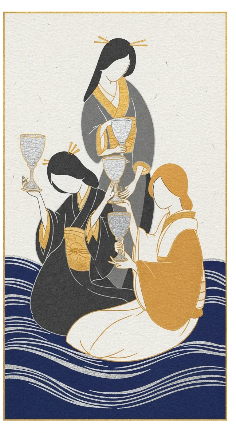 Three Cups tarot card - Lexi Rivera's journey card