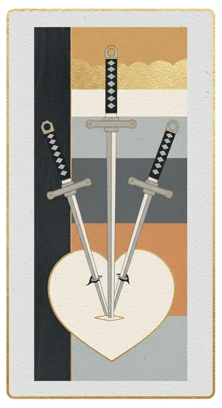 Three Swords tarot card - Adele's foundation card